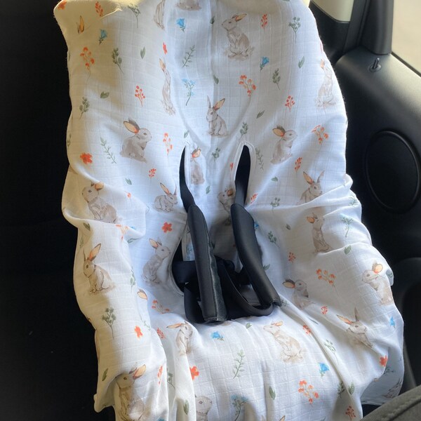 Baby Toddler Car Seat Protector Liner Muslin Cover Insert Baby Shower Gift For New Mums. Double sided.