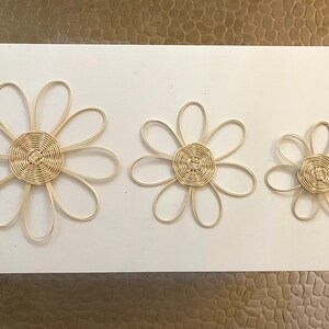 Handmade Set of 3 Rattan Flower Wall Hanging | Nursery Wall Decor ...