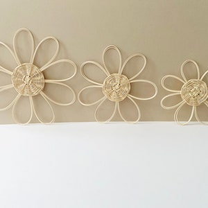 Handmade Set of 3 Rattan Flower Wall Hanging | Nursery Wall Decor ...