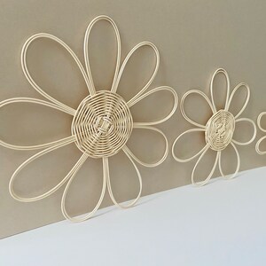 Handmade Set of 3 Rattan Flower Wall Hanging | Nursery Wall Decor ...
