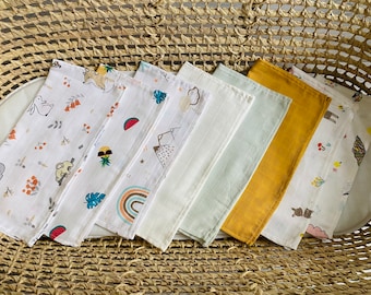Washcloths Set of 8 Baby Muslin Cloths, Reusable Baby Face Towel and Wash Cloths for Bath, Soft Muslin Cloths, Gift for Girls & Boys 30x30cm