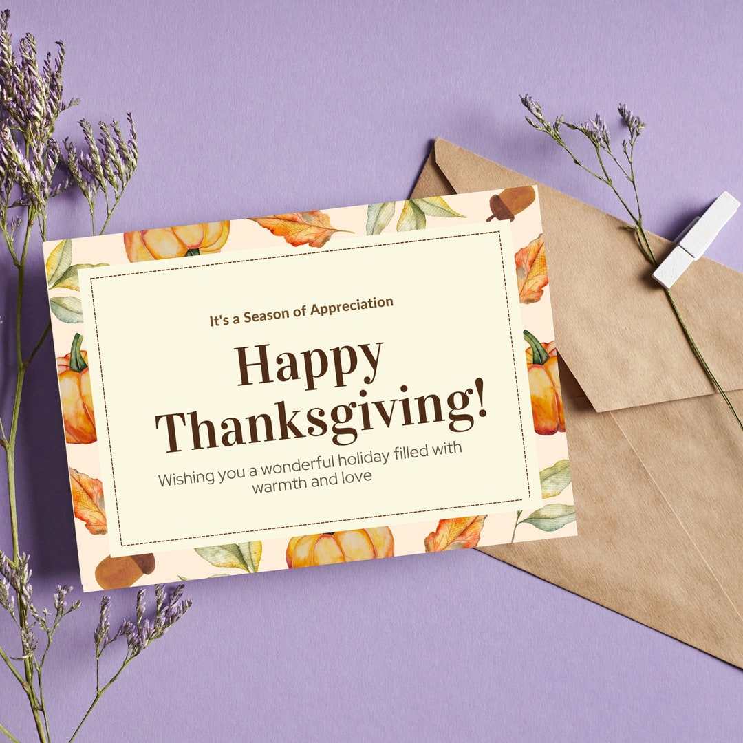 Happy Thanksgiving Printable Card Greeting Autumn Card PNG - Etsy