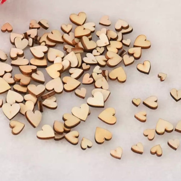 100/200 Rustic Wooden Hearts Confetti Mini Mixed Hearts Embellishments Rustic Wedding Table Decoration Sustainable Party Decoration