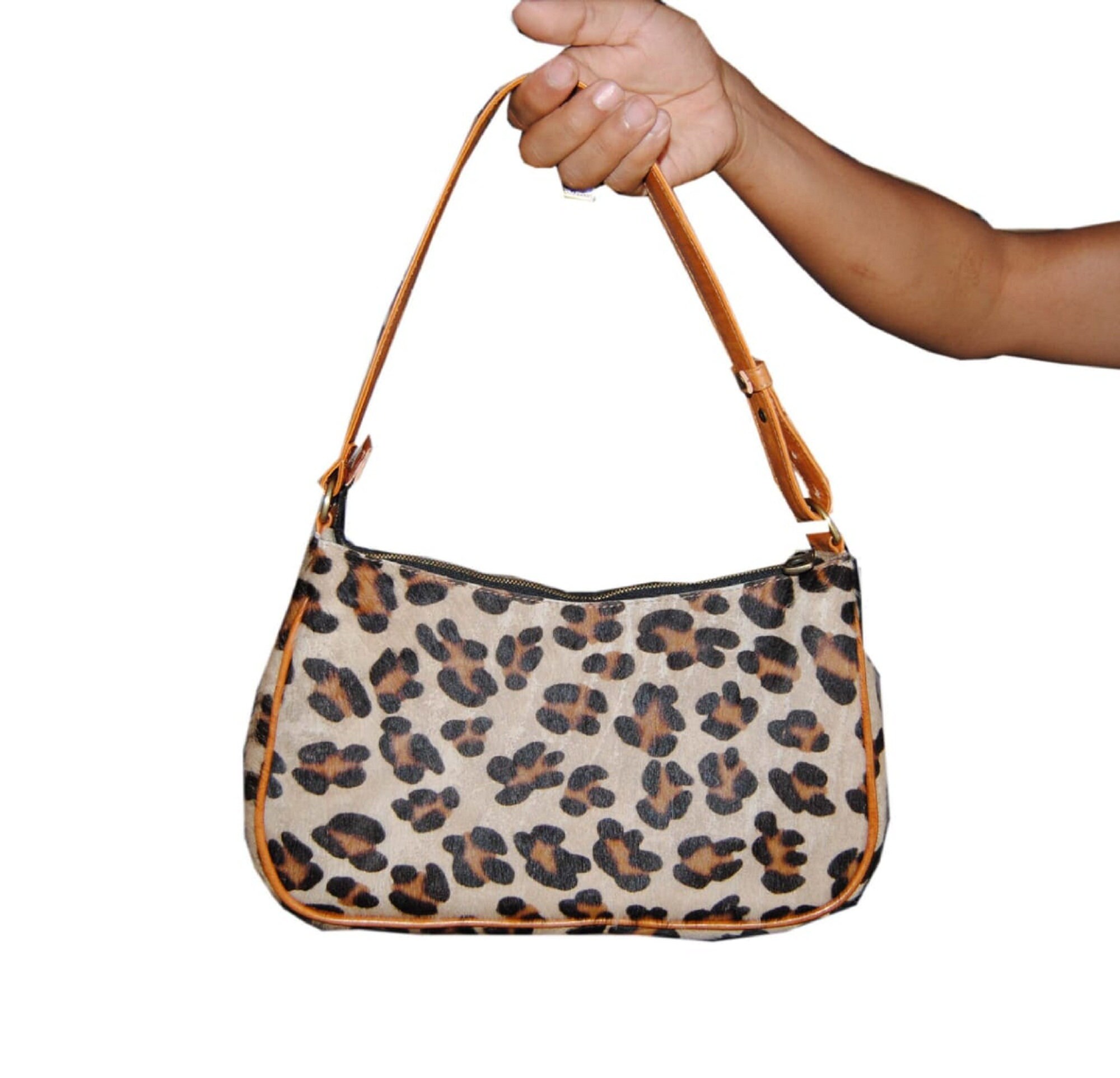 Leopard Print Bagcowhide Leather Bag Small Leather Etsy