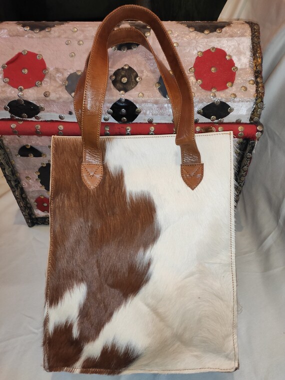 Real Cowhide Bag 100 Natural Cow Skin brown Leather Etsy Ireland