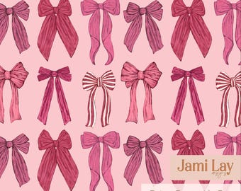 Legen Sie einen Bogen darauf - Rosey, Bogen-Muster, Nahtloses Muster, Rapportmuster, Stoffdesign, Valentinstag Muster, Mädchen Muster, Kokette