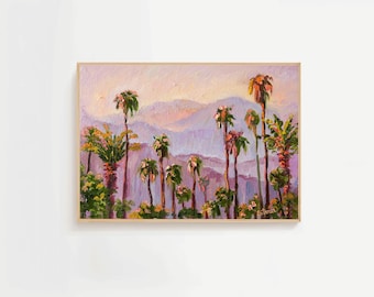 Pôster do pôr do sol de Palm Springs: impressão artística de um oásis no deserto