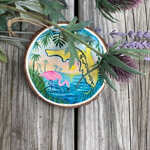 Hand painted, FLORIDA , craft ,wood ornament, amazing gift, Free shipping.