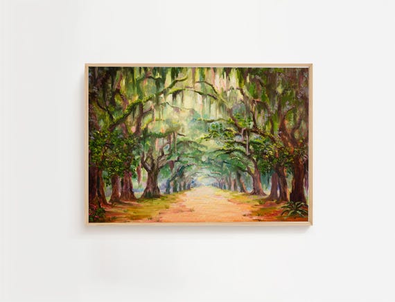 Poster Wormhole Historic Site Savannah GA Poster Print Oaks Tunnel  Spanish Moss Oaks Path