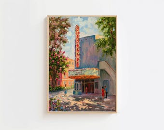 Poster Savannah Theatre  Wall  Art print featuring the Savannah, Georgia, historic landmark