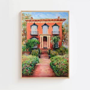 Poster impression d'affiche d'art de maison de maître historique de Savannah en Géorgie