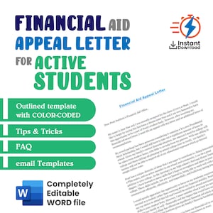 Plantilla de carta de apelación de ayuda financiera personalizada para estudiantes atletas/aumento de financiación universitaria/ejemplo de carta de apelación editable