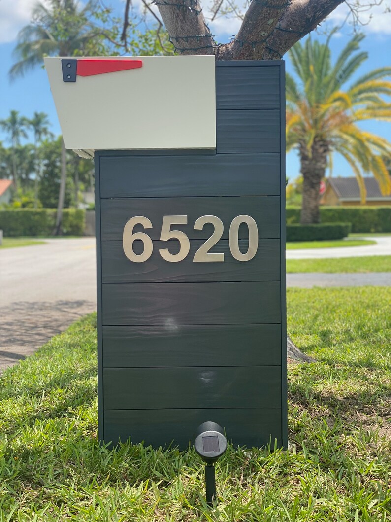 Modern Mid Century Wooden Mailbox Post Etsy