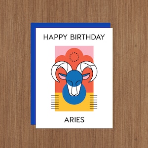 Birthday Card - Aries - Zodiac - Greeting Card