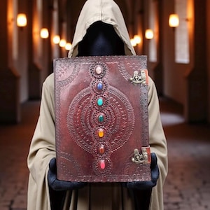 Large Leather Book of Shadows – Handmade Grimoire Journal for Spells and Rituals, 400 Pages Witchcraft Spellbook, Vintage Wiccan Pagan Gift
