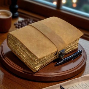 Handmade Leather Grimoire Journal – Deckle Edge Book of Shadows, 400 Pages Vintage Witchcraft Spellbook, Wiccan Pagan Gothic Gift