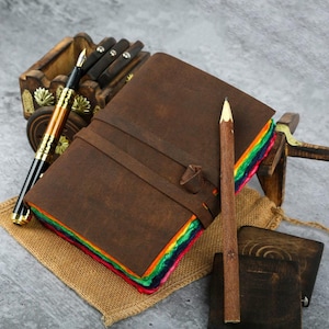 Diario in pelle vintage - Libro delle ombre degli incantesimi vuoto, diario Grimoire, quaderno di scrittura di viaggio, colore del bordo frastagliato, diario di carta per lui e per lei
