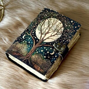 400 Seiten großes Grimoire Leder Journal, Print Baum des Lebens Journal, Blank Zauberbuch Buch der Schatten Leder Himmlische Geschenke für Ihn Sie