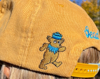 Corduroy Cotton 5 Panel Trucker Hat Cap Grateful Dead Snapback Dancing Bear Garden Mushrooms Beer Hippie Gratefuldead Concert Festival