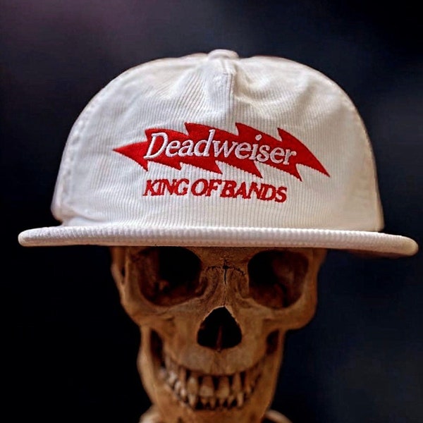 Corduroy Snapback Hat Trucker White Grateful Dead Beer Hat - King of Bands Embroidered Lightning Snapback Concert Jam Band VTG Deadhead Cap