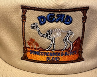 Deadhead Grateful Dead Trucker Hat Snapback Cap Camel Skeleton Egypt Beige Shakedown Lot Hippie Twill Cotton Beige 5 Panel Embroidered Heady