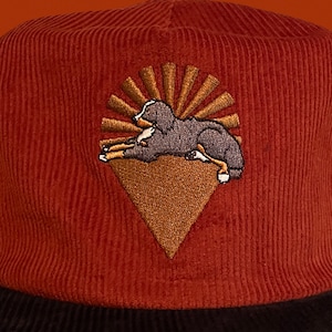 Corduroy 5 Panel Trucker Snapback Hat Cap Colorblock Bernese Mountain Dog Jerry Garcia Gratefuldead Grateful Dead Embroidered Black Brown