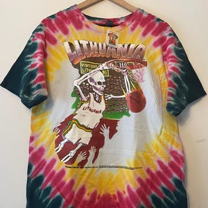 Camiseta teñida de baloncesto de los Juegos Olímpicos de Lituania 1992 M L XL 2X 3X Deadhead Barcelona