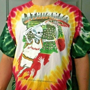 Lithuania Olympic Basketball T-Shirt 1992 Re-issue Official M L XL 2X Grateful Dead Tie Dye Hippie Concert Deadhead Tee Top Gift Barcelona imagem 1