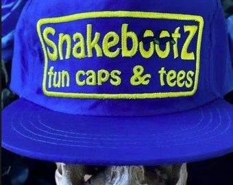 Official Snakebootz Logo Nylon Snapback Hat 5 Panel Unstructured Blue