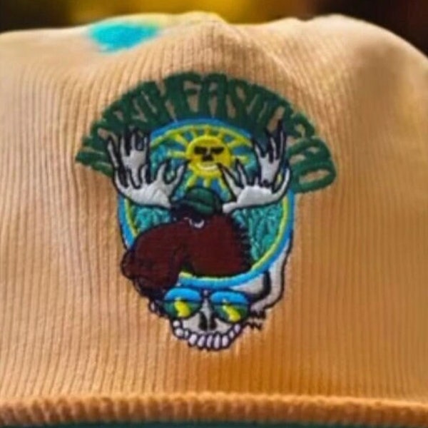 Cord 5 Panel Trucker Snapback Cap Farbblock Vintage Stil Gratefuldead Cap Gratefuldead Bestickter Deadhead Hippie Elch Stealie XL