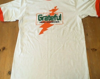 Orange Ringer T-Shirt Grateful Dead Head Quencher Gatorade Lot Shakedown M-2XL