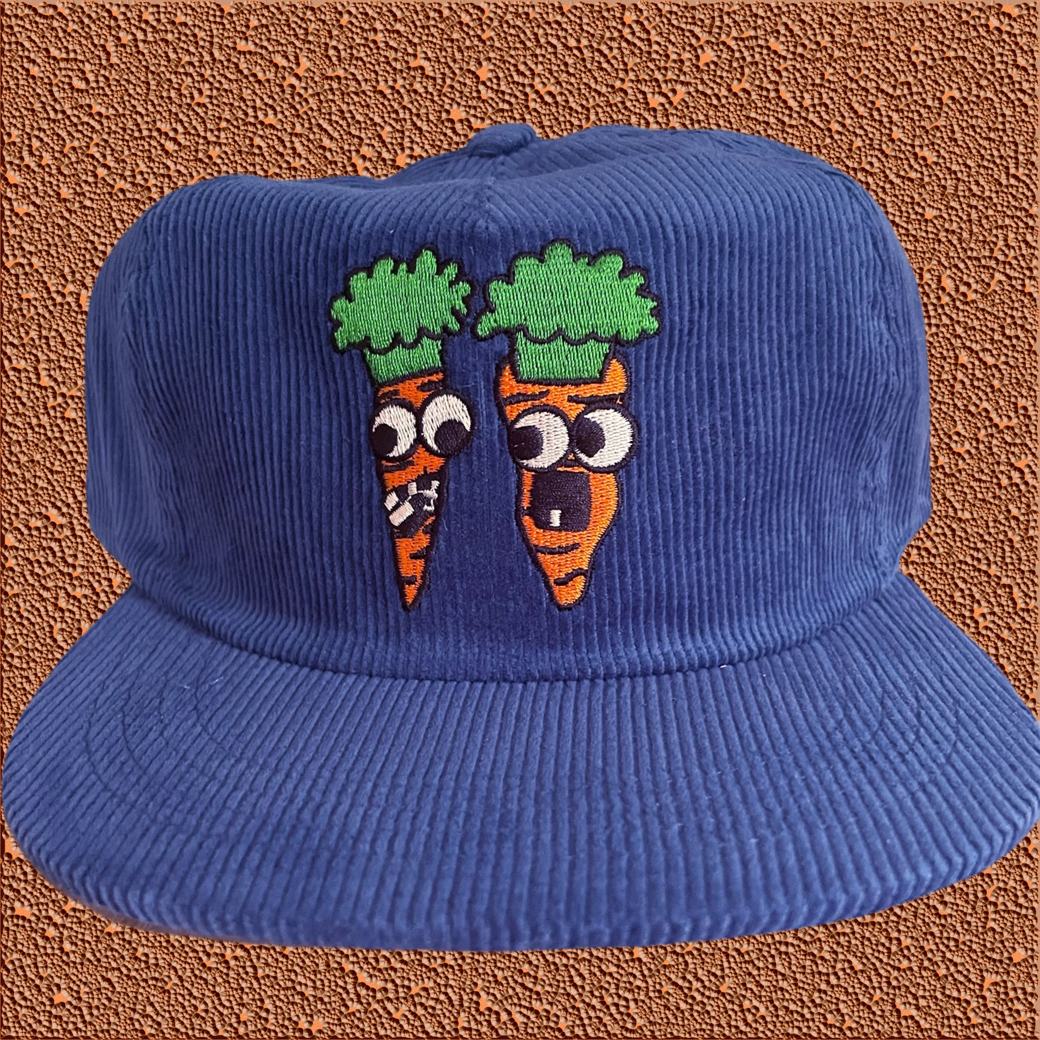 Corduroy Snap Back Hat Carrot Palz Embroidered Blue Retro - Etsy