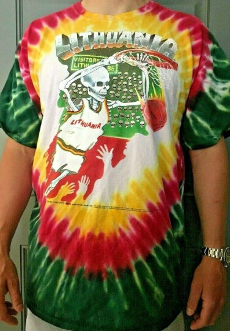 Lithuania Olympic Basketball T-Shirt 1992 Re-issue Official M L XL 2X Grateful Dead Tie Dye Hippie Concert Deadhead Tee Top Gift Barcelona imagem 1