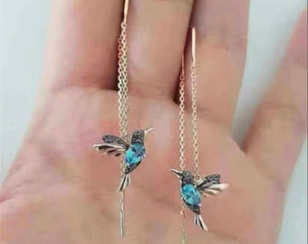 Blue hummingbird threader earrings  FREE threader earrings FREE scarf FREE shipping