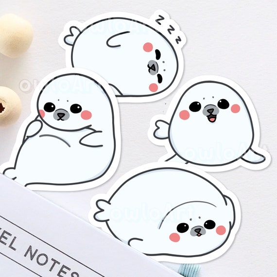 Seal Stickers Cartoon Labels Name Tag Stickers 4 Rolls Adhesive