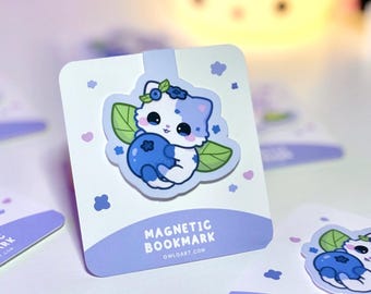 Marcador magnético de gato Blueberry | Gato fofo | Marcador
