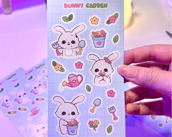 Bunny Garden sticker sheet | Waterproof Matte Sticker | Planner Stickers | Stickers for laptop, journal, notebooks