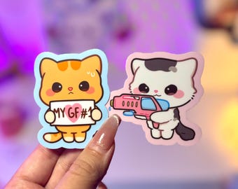 My Girlfriend #1 Couple sticker | Waterproof Matte Sticker | Cute Cats | Stickers for laptop, journal, notebooks