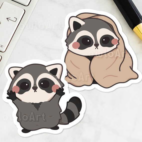 Cute Raccoon Stickers | Water-Resistant Sticker | Stickers for laptop,  journal, notebooks