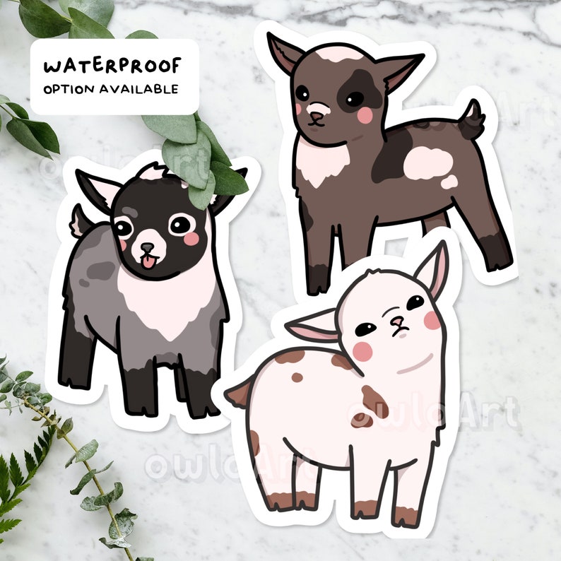 Cute Goat Sticker | Dwarf Goat Sticker | Waterproof Sticker | Stickers for laptop, journal, water bottle, notebooks image 1