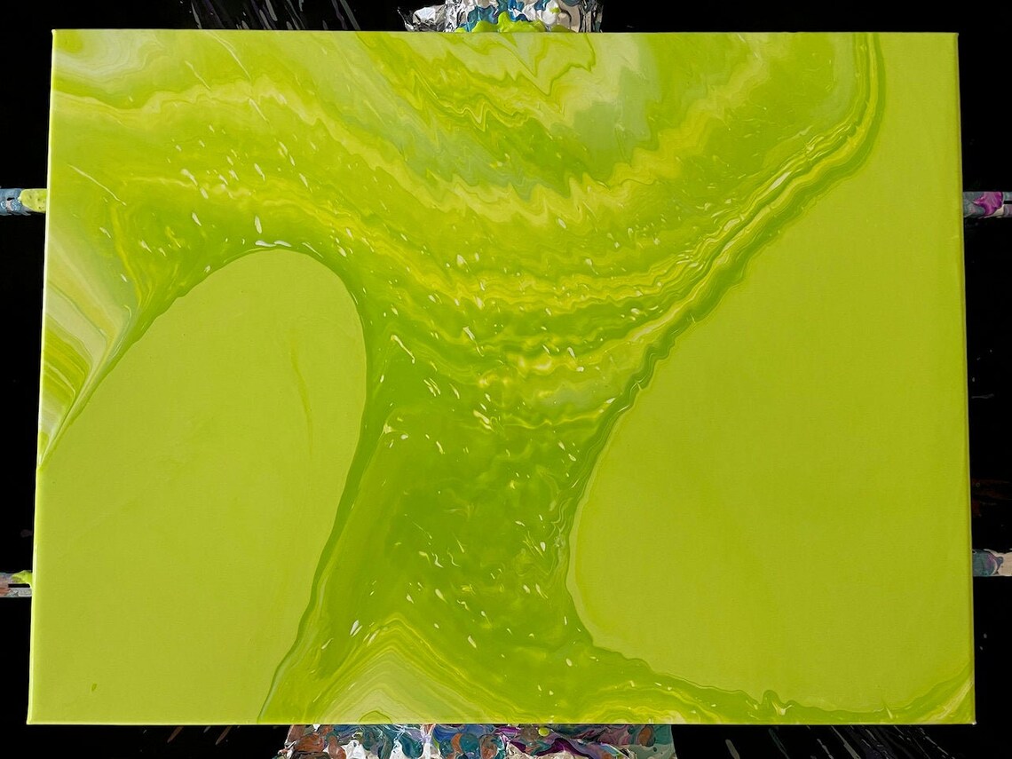 Energetic Lime Green Abstract Acrylic Painting Original 1 of Etsy