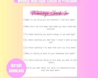 Marriage Check In Printable