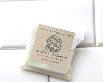 Strawberry Rhubarb Soy Wax Melts, Summer Nostalgia