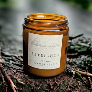 Petrichor candle, after the rain, clean fragrance, earthy scent, for nature lover, thunderstorm candle, scented c andle