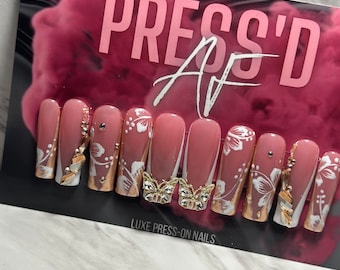 Gilded Butterfly Press-On Nails: Long Tapered Square, Small Size