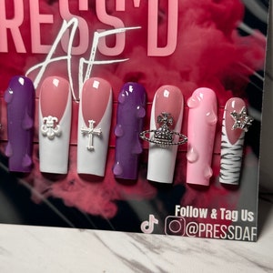 Big drip press-on nails