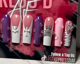 Big drip press-on nails