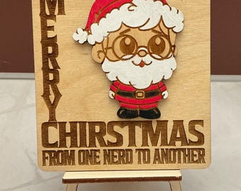 Laser Engraved Wood Sign, Nerd Gift Card Holder
