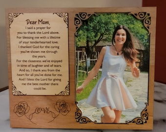 Laser Cut Wood Mother's Day Frame: Personalized Poem Keepsake
