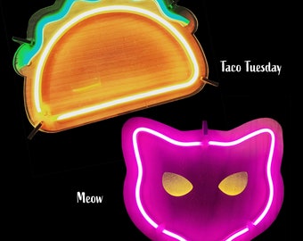 Cat and Taco Neon Lights